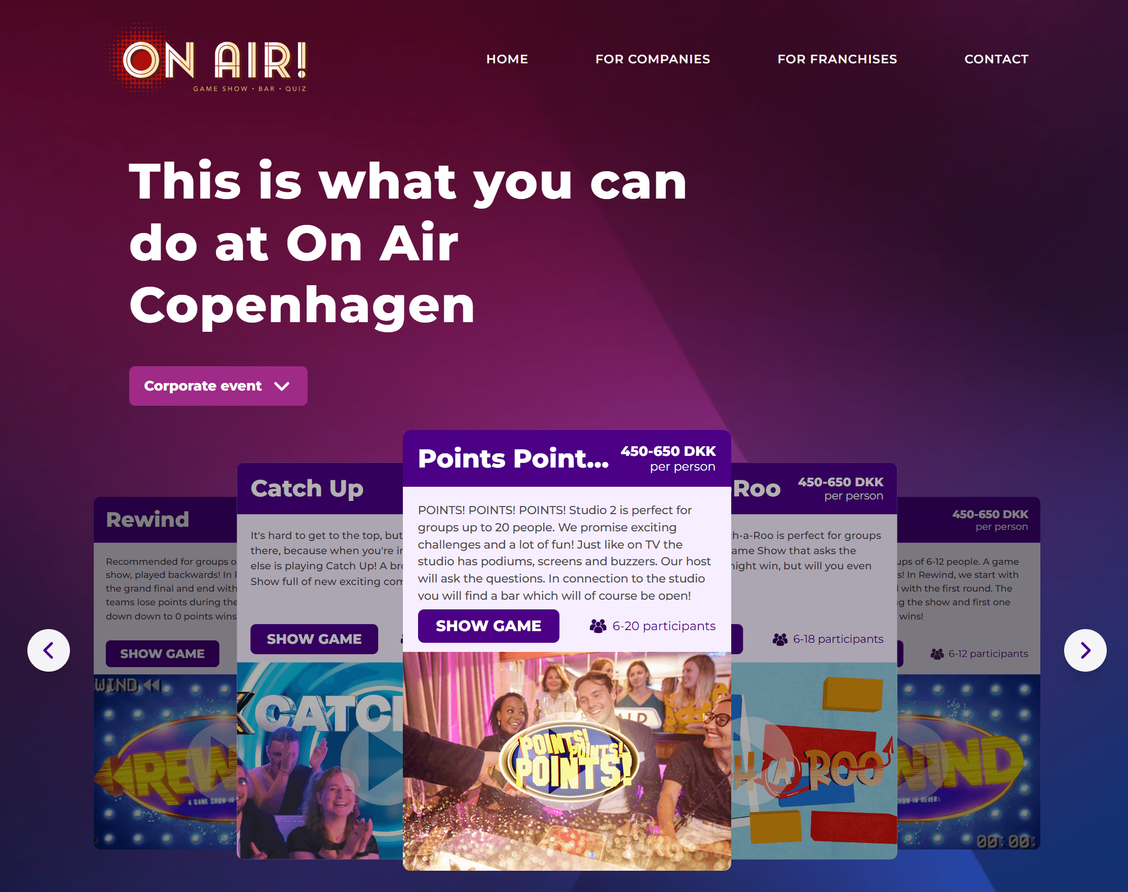 On Air Game Shows website
